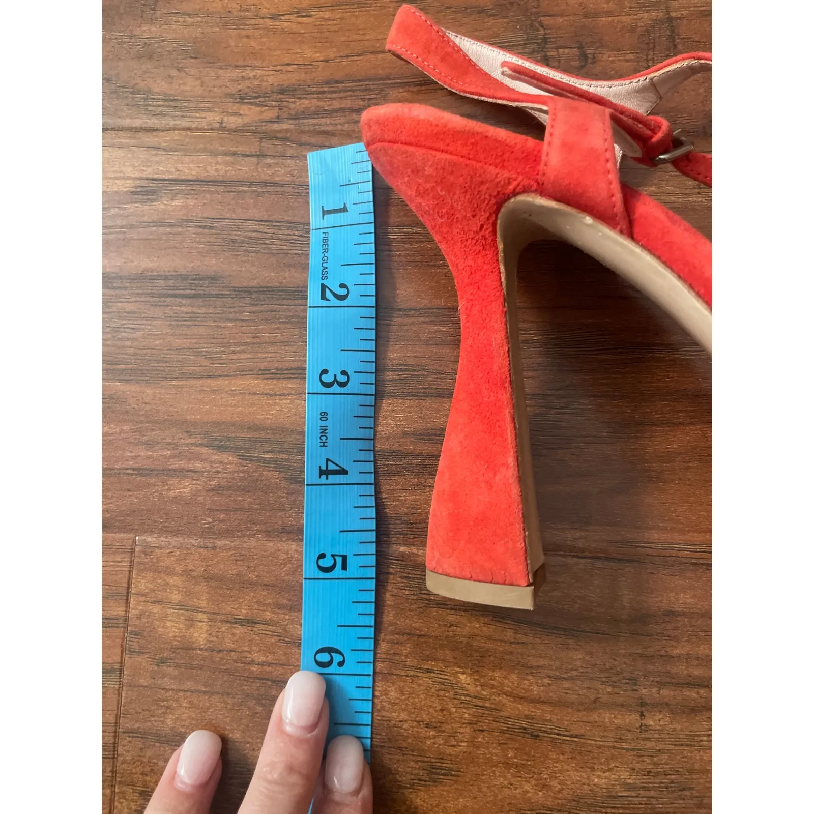 MIU MIU Flared Heel Bow Sandal Red Suede Shoes Size 37.5 US 7 7.5 PRADA Platform - Image 7