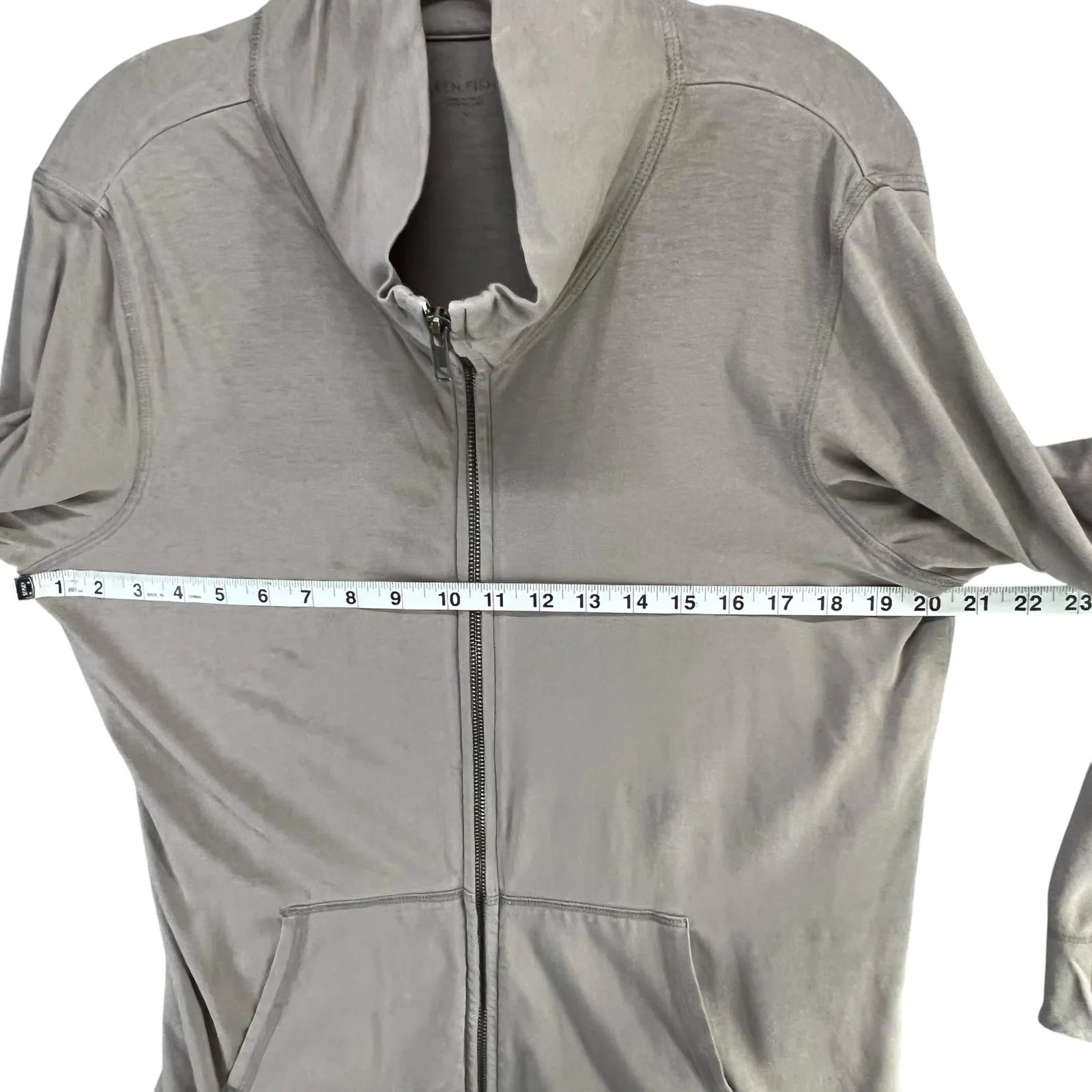 Eileen Fisher Activewear Jacket Womens M Taupe Organic Cotton Zip Up Relaxed - Image 6