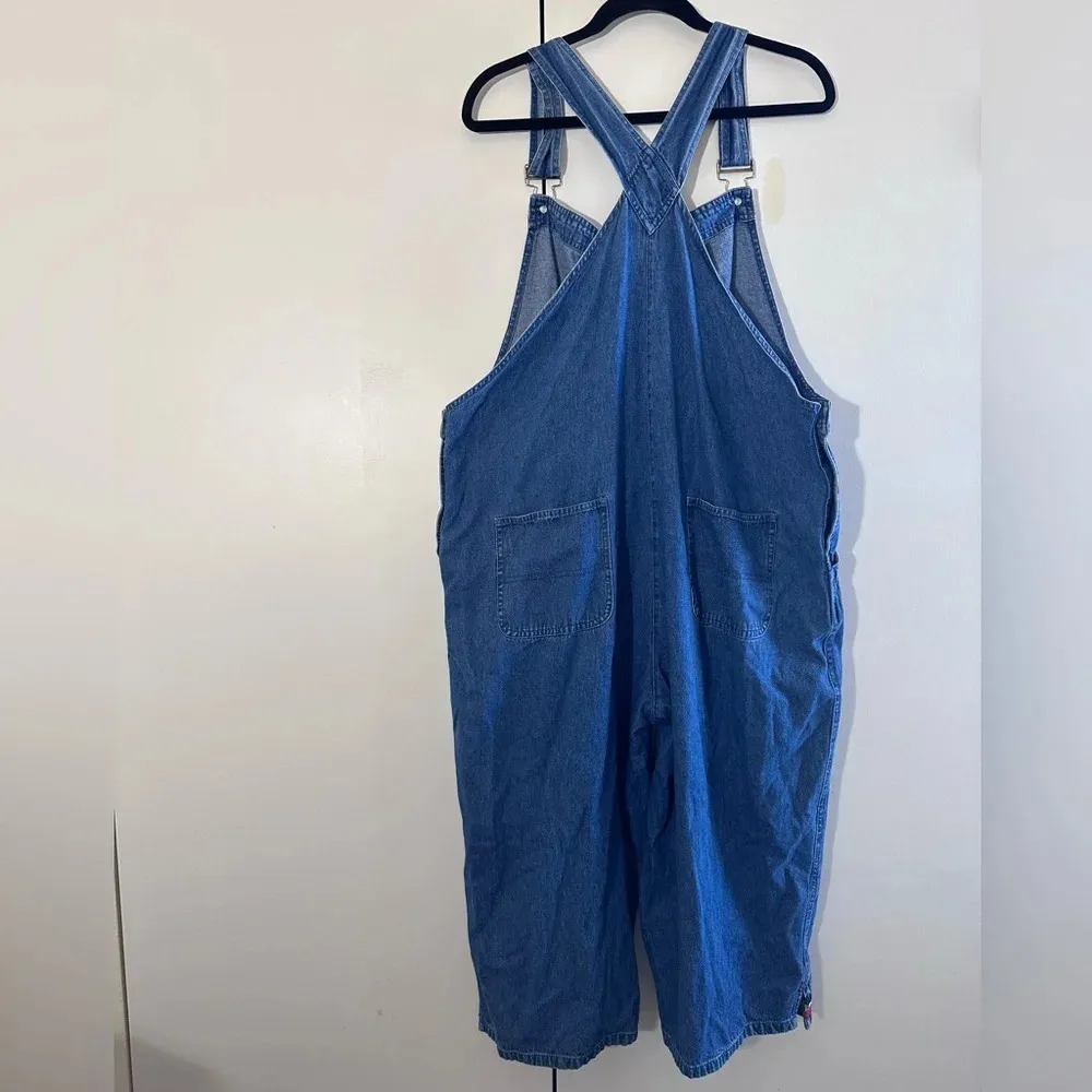 Vintage 90’s Agapo Embroidered American flag denim cropped overalls sizeXL Blue Size XL - Image 14