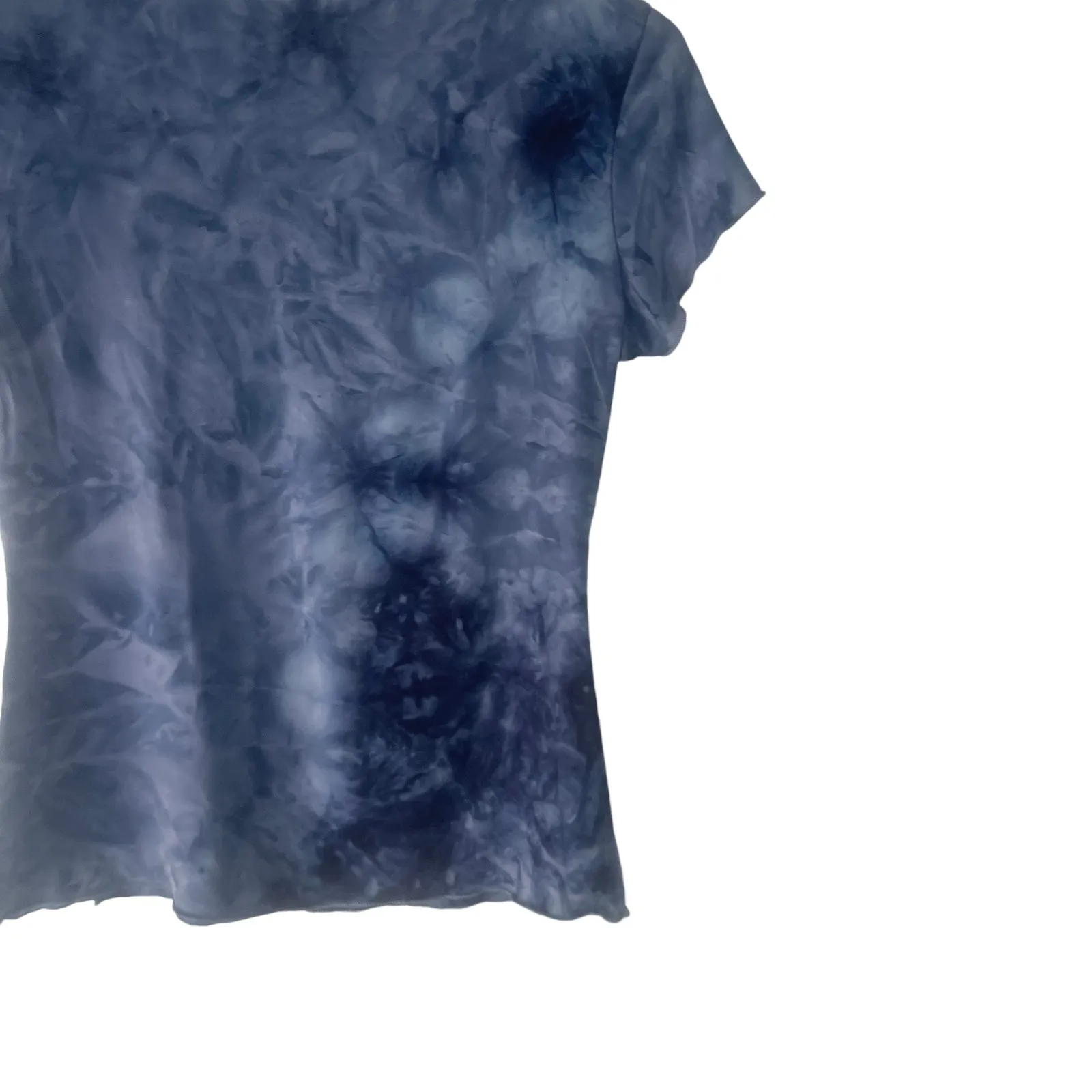 Y2k Size XS‎ Blue Green Mixed Floral Lace Blue Flutter Shirt Patchwork Cotage - Image 5