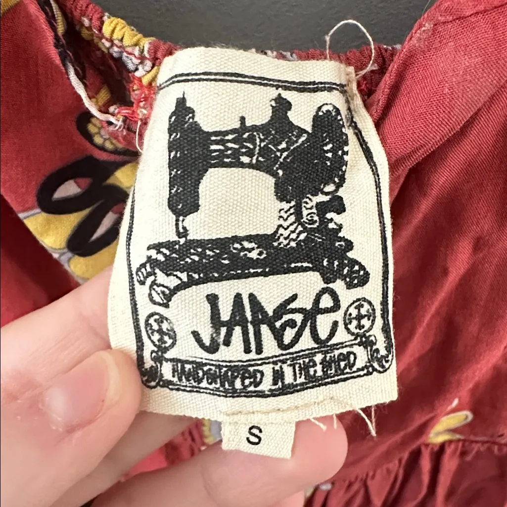 JANGE Handcrafted in Mexico Red Floral Maxi Dress‎ - Image 3