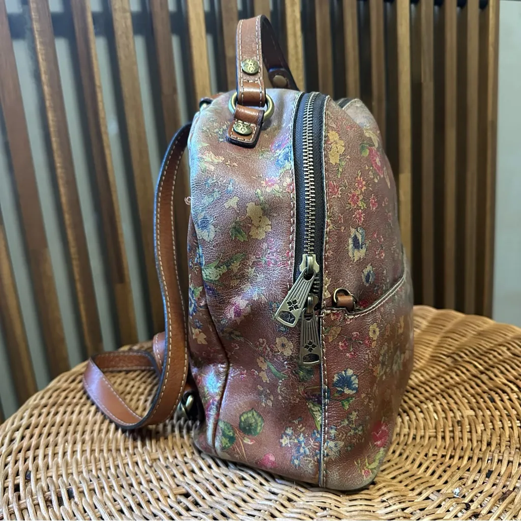 Patricia Nash Tan Leather Prairie Rose Floral Backpack w/ Wallet (Project) - Image 2