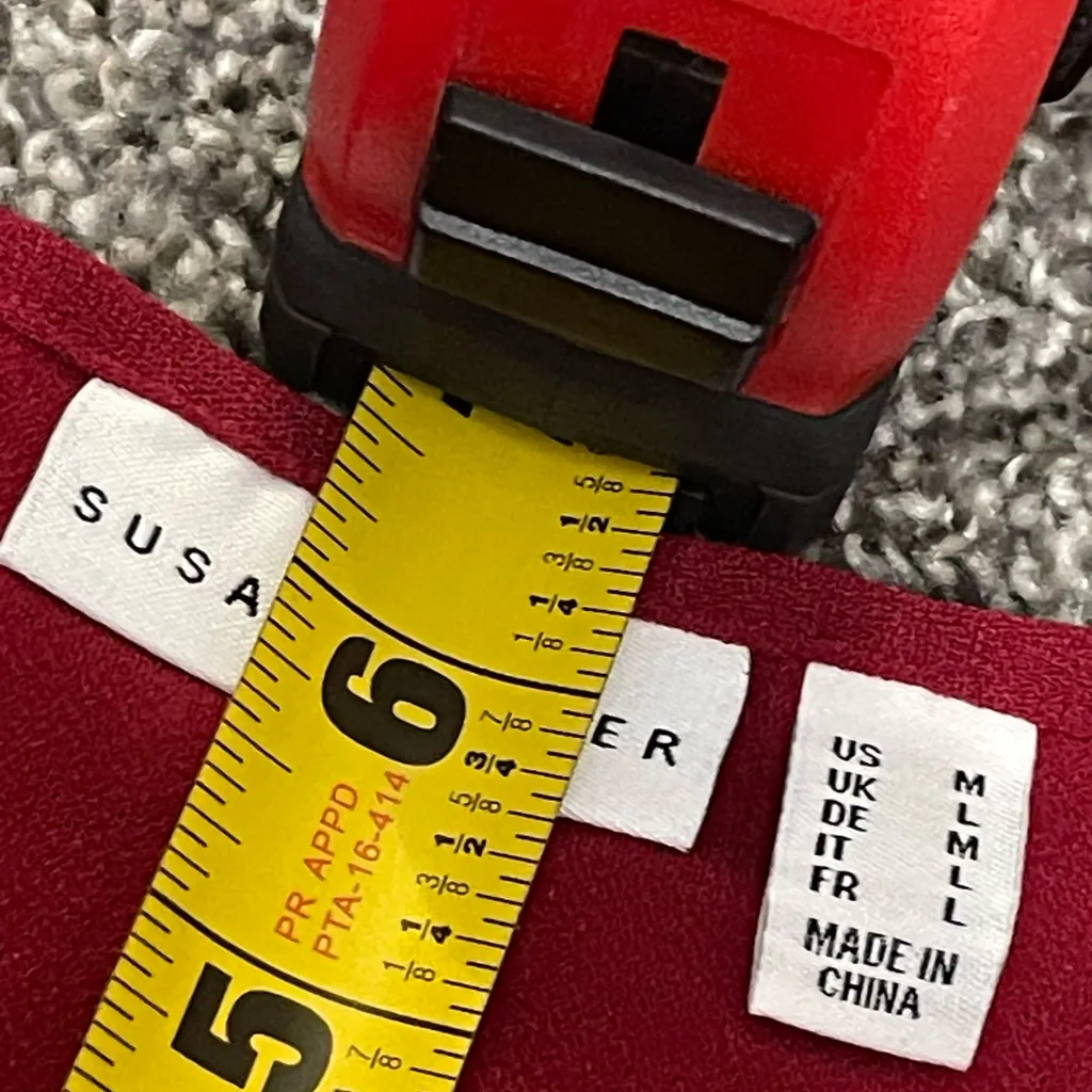 New Susan Graver Red V-Neck Lace Trim Sleeve Tunic Top M - Image 13