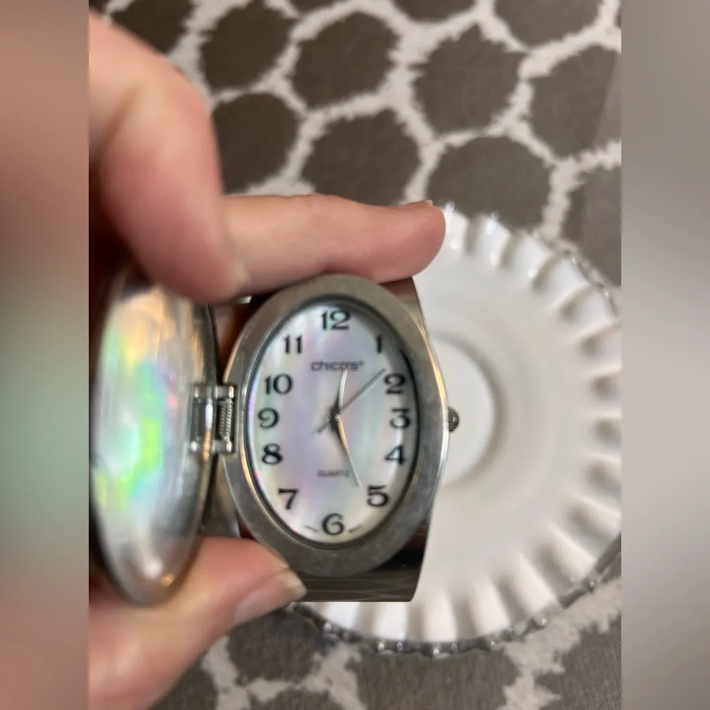 Chico's Silver Cuff Bracelet Watch Turquoise Stone chunky western southwestern - Image 6