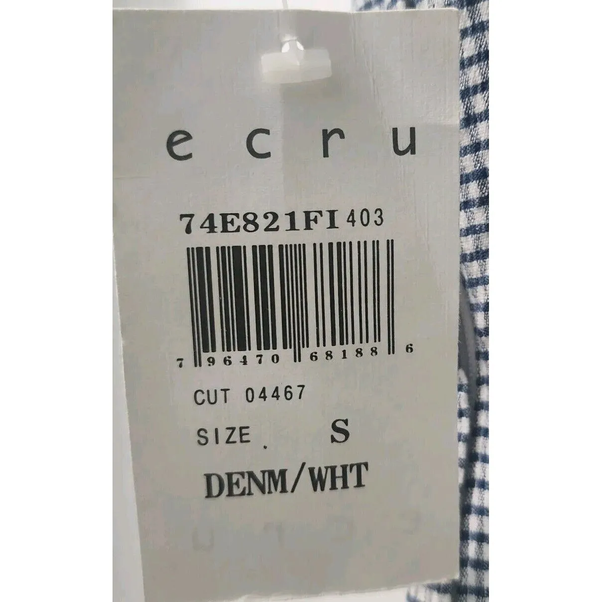 Vintage Ecru Gingham‎ Crop Top Sleeveless Tank Top Denim White New Size S - Image 3