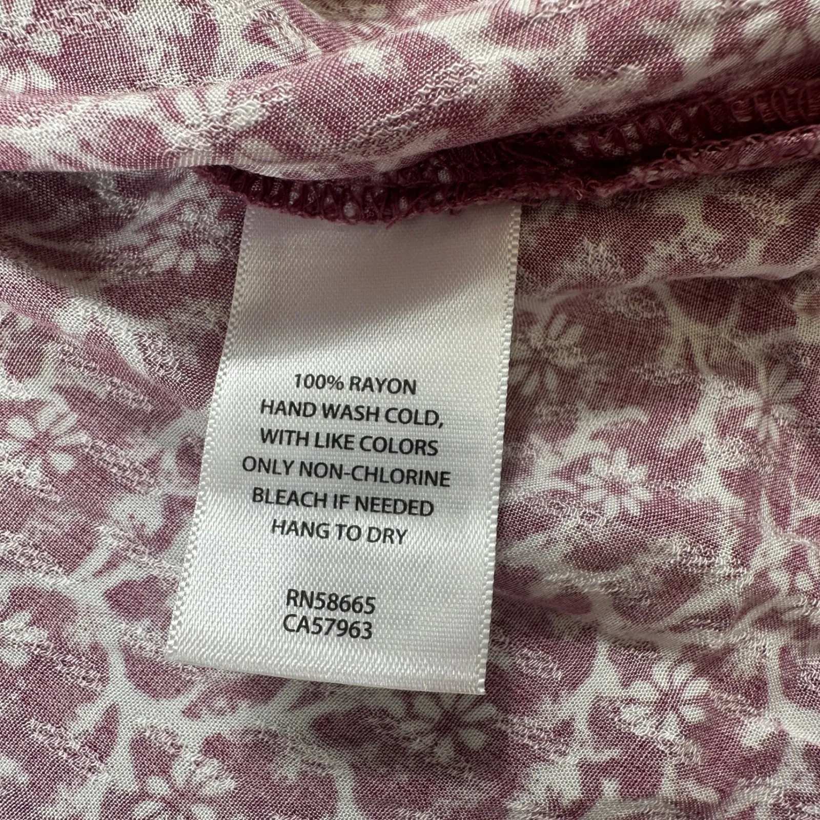 CASLON Nordstrom Top S Purple Floral Print Ruffle Neck Long Sleeve Blouse V Neck - Image 7