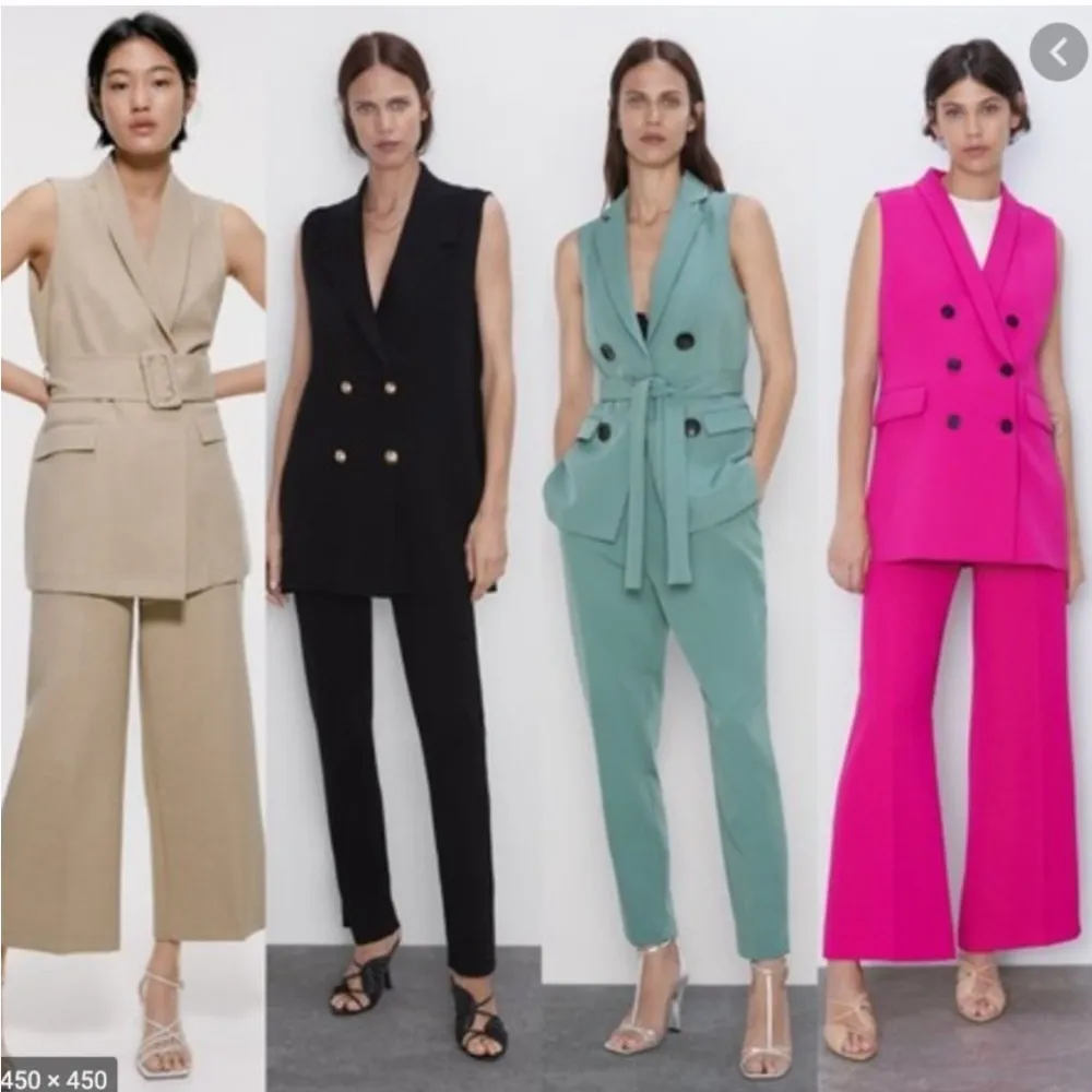 Zara Fuchsia Pink Vest Dress Blazer Jacket w/ Lapel Collar Size XS NEW - Image 4