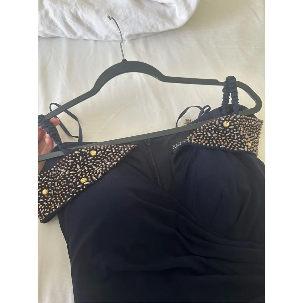 NWT XSCAPE Off-the-Shoulder Ruched Jersey Gown with Beading Size 4 - Image 9