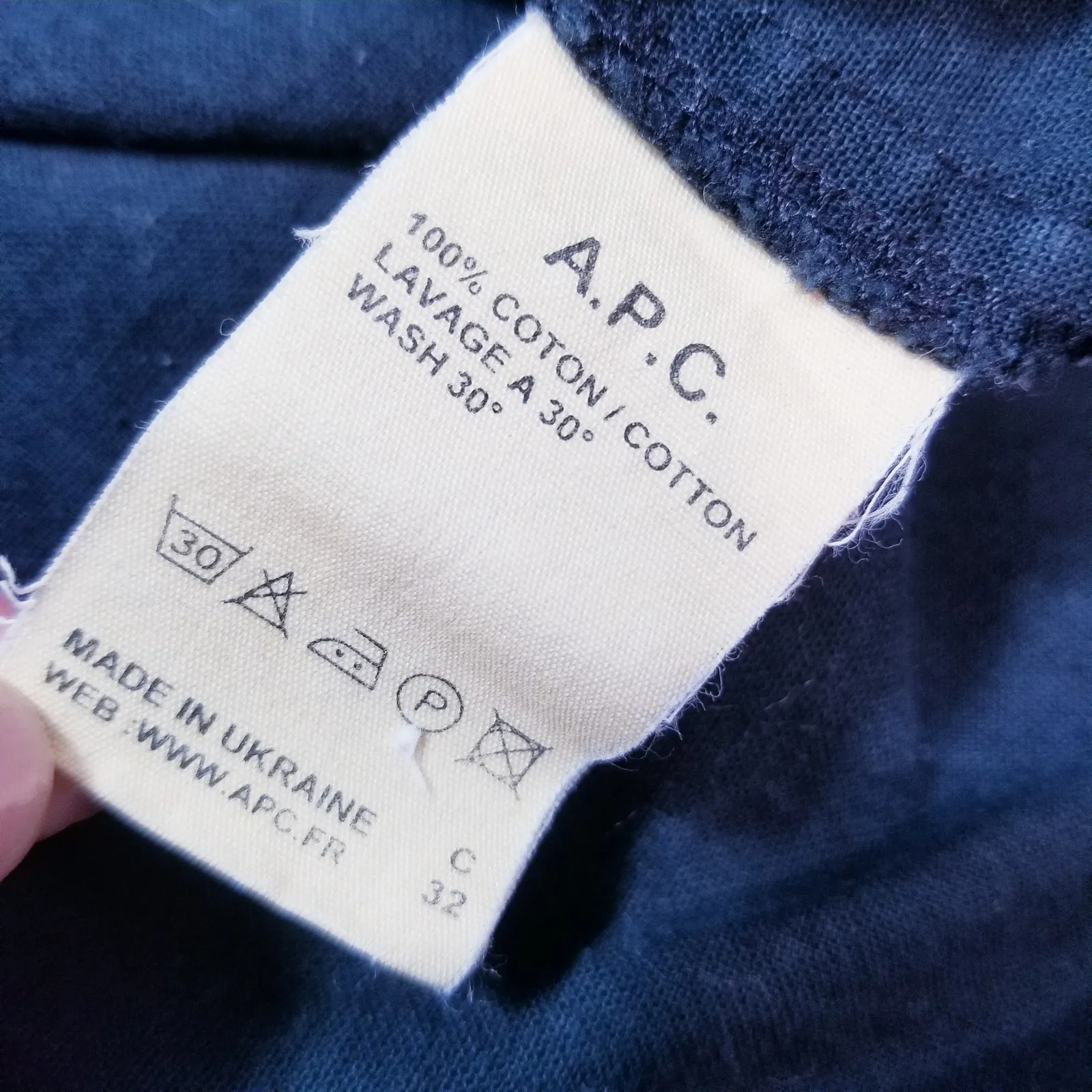 A.P.C 100% Cotton Navy Blue Short Sleeves Dress Round Neckline Front Pockets Size XS - Image 5