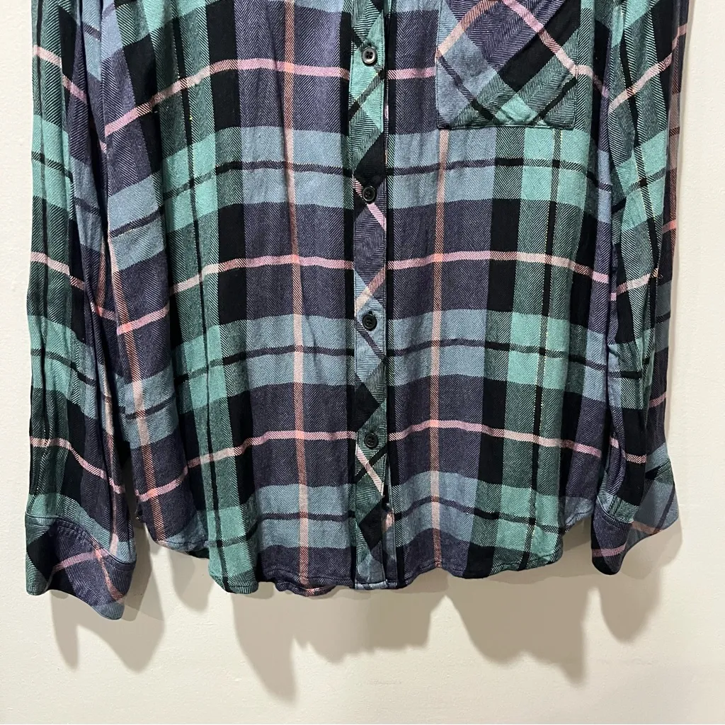 Rails Hunter Multicolor Lurex Button-Front Shirt Metallic Thread Womens Large - Image 5