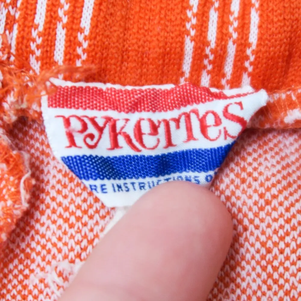 Vintage 70s Pykettes Orange Checkered Bell Bottom Pants - Image 7