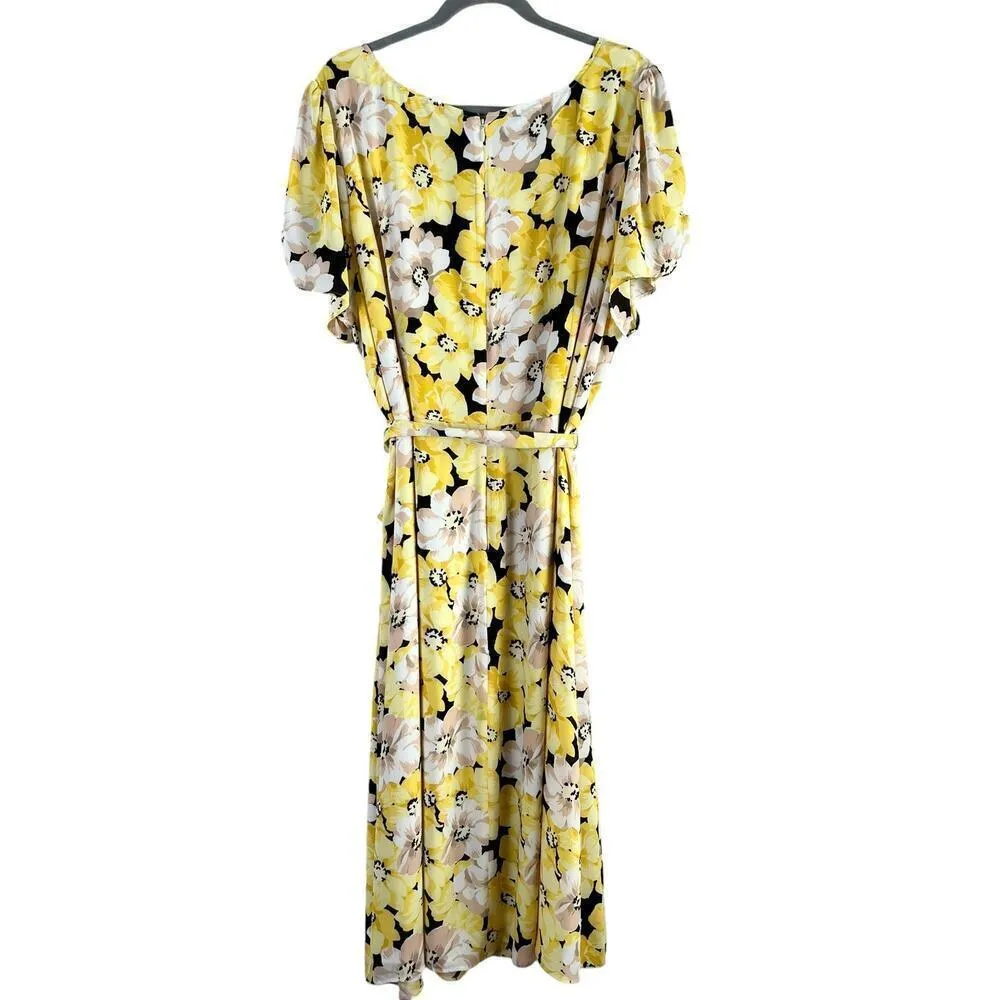Talbots Stretch Crepe Midi Dress in Yellow Pippy‎ Poppies Floral Print, Size 22W - Image 11