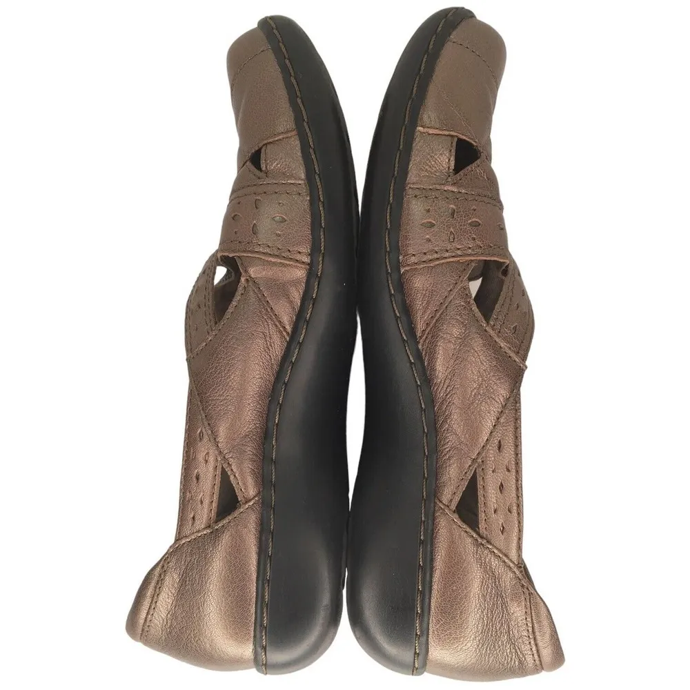 Clarks Womens Leather Ashland Spin Q Casual Slip On Shoes Metallic Brown 9 - Image 6