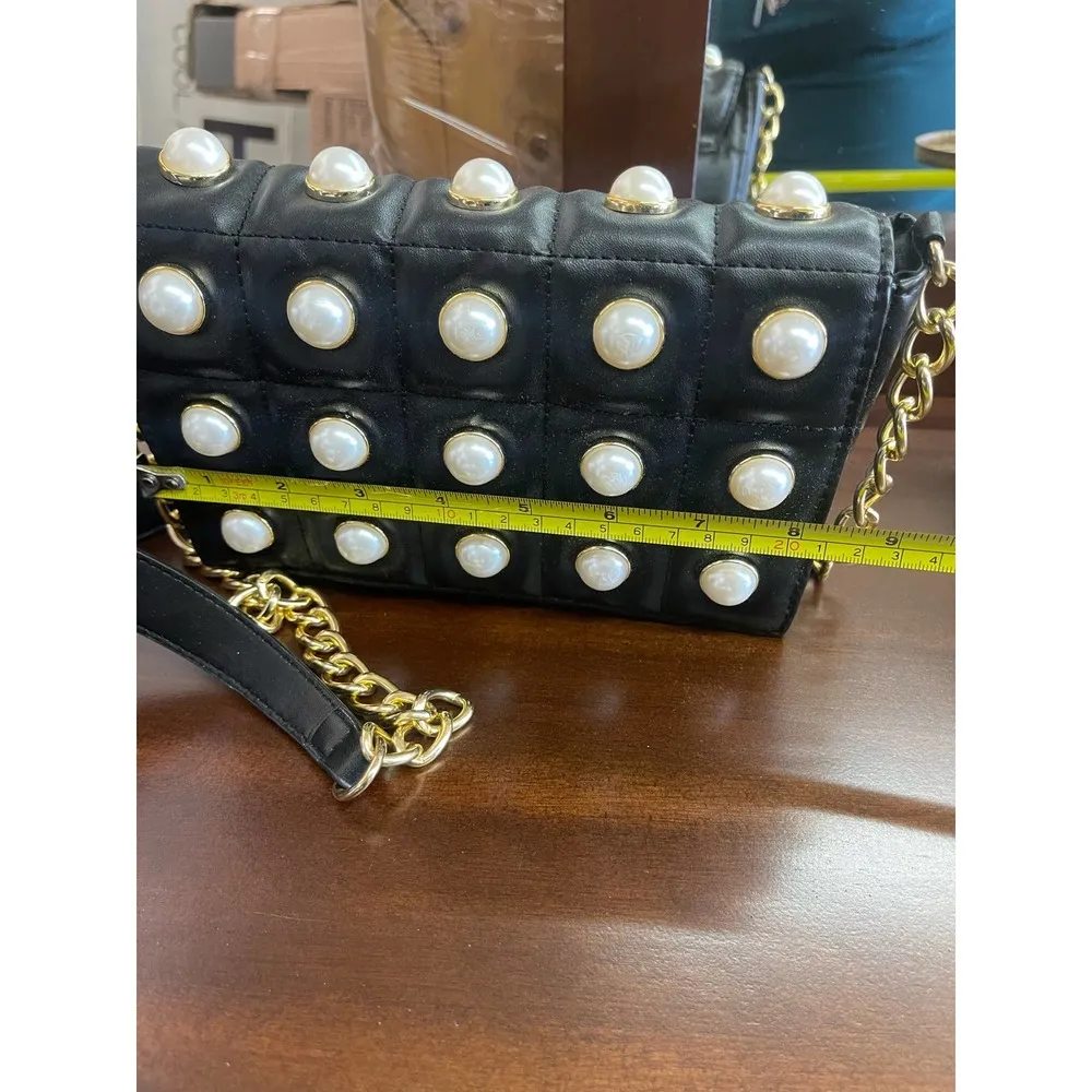 Versona Black Studded Pearls Crossbody Bag - Image 3
