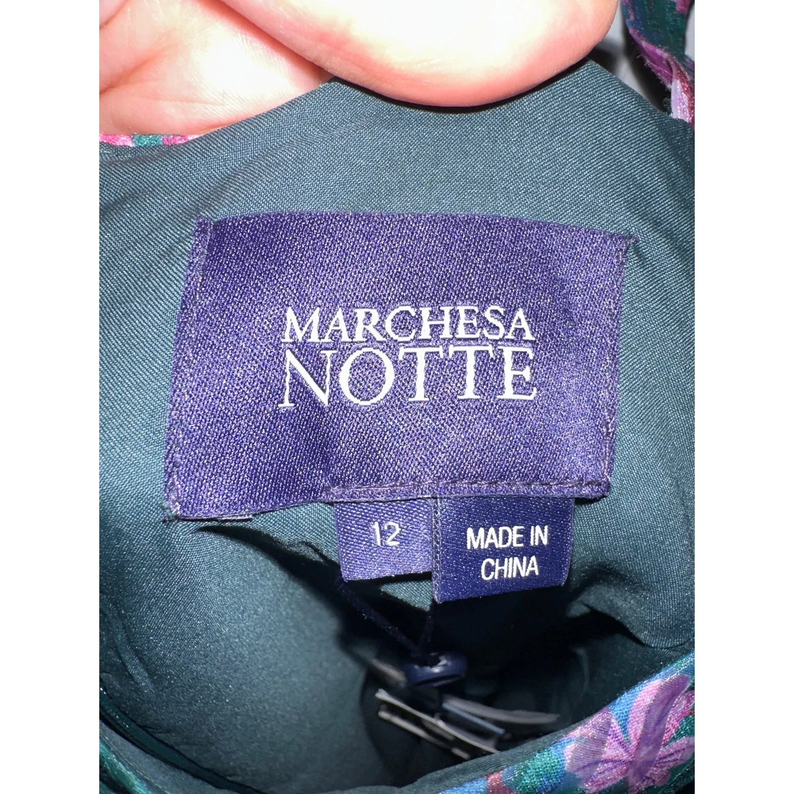 Marchesa Notte Floral Tiered Midi Dress NWT Jewel Tones Size 12 Green - Image 5