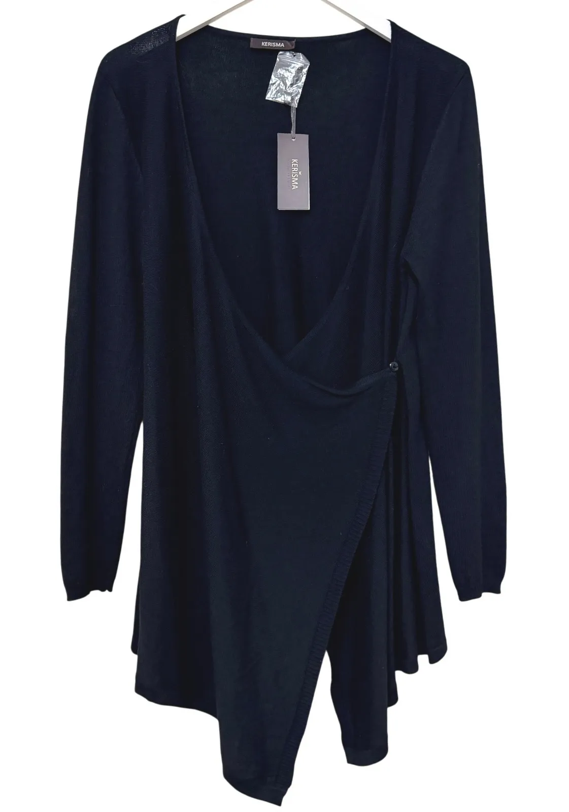 Kerisma Kira Wrap Sweater Black Size Medium Cashmere Blend Draped Asymmetrical - Image 1