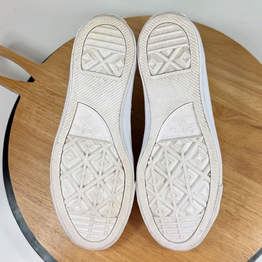 Converse Pat Bo Chuck Taylor Ox Floral Embroidered Leather Sneakers Blue Gold 8 - Image 8