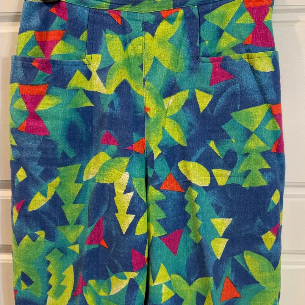 1980s Esprit Sport postmodern print rayon trousers, Vintage 9/10 - Image 2