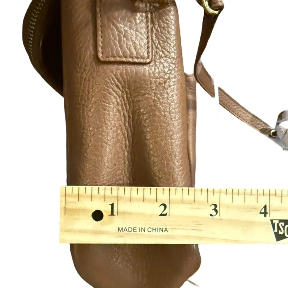 Kiko Leather Fold Over Crossbody bag Brown Anthropologie soft pebbled simple - Image 12