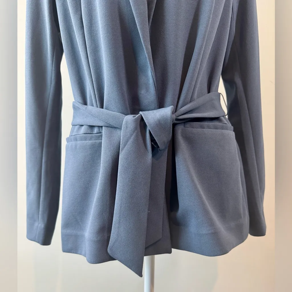 WHBM Slate Blue Slip On Belted Blazer Jacket Size 12 - Image 4