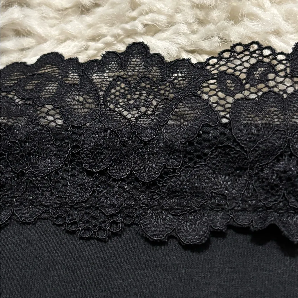 Cotton-On Black Lace Trim Crop Cami Spaghetti Straps Size SP - Image 6