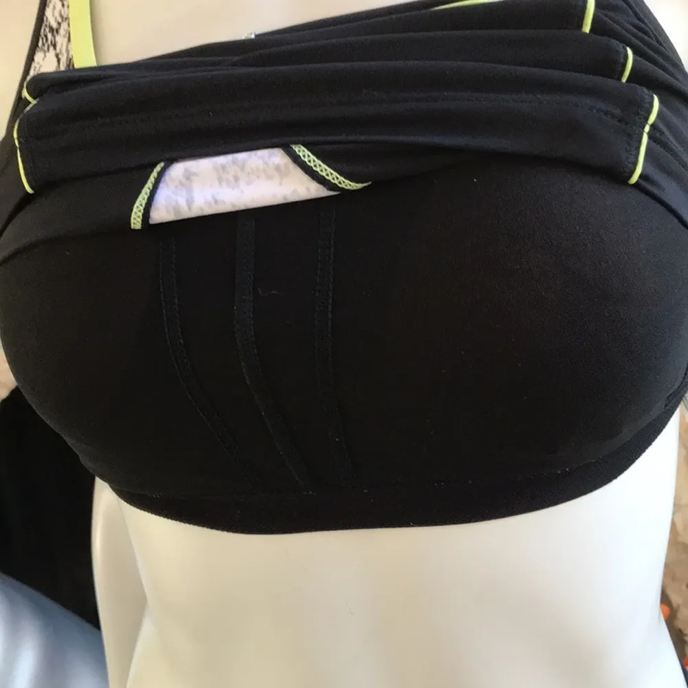 Athleta Torpedo Swim Tankini Top Built in Bra Black White Women's Size XS - Image 8