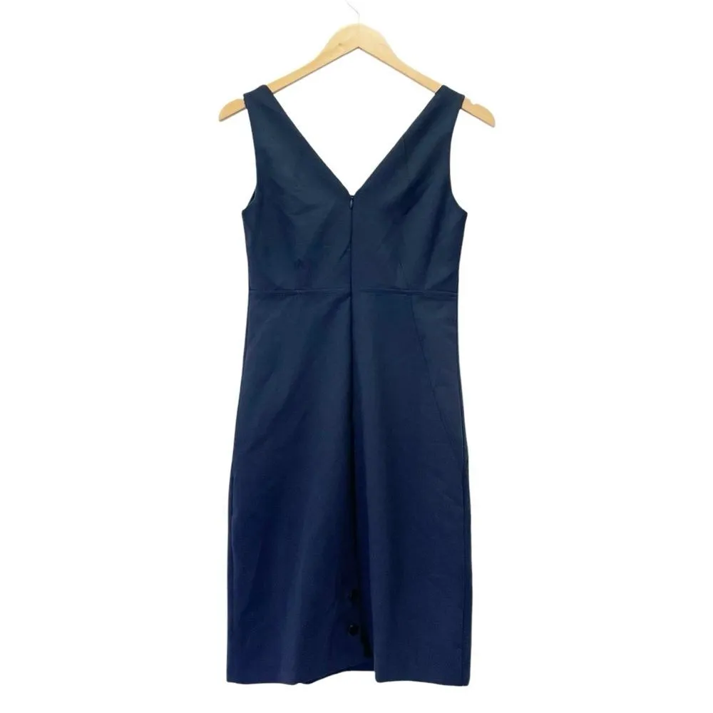 NWT Club Monaco Button Back Vent Dress Size 2 Dark Blue Tailored Modern Dress - Image 6