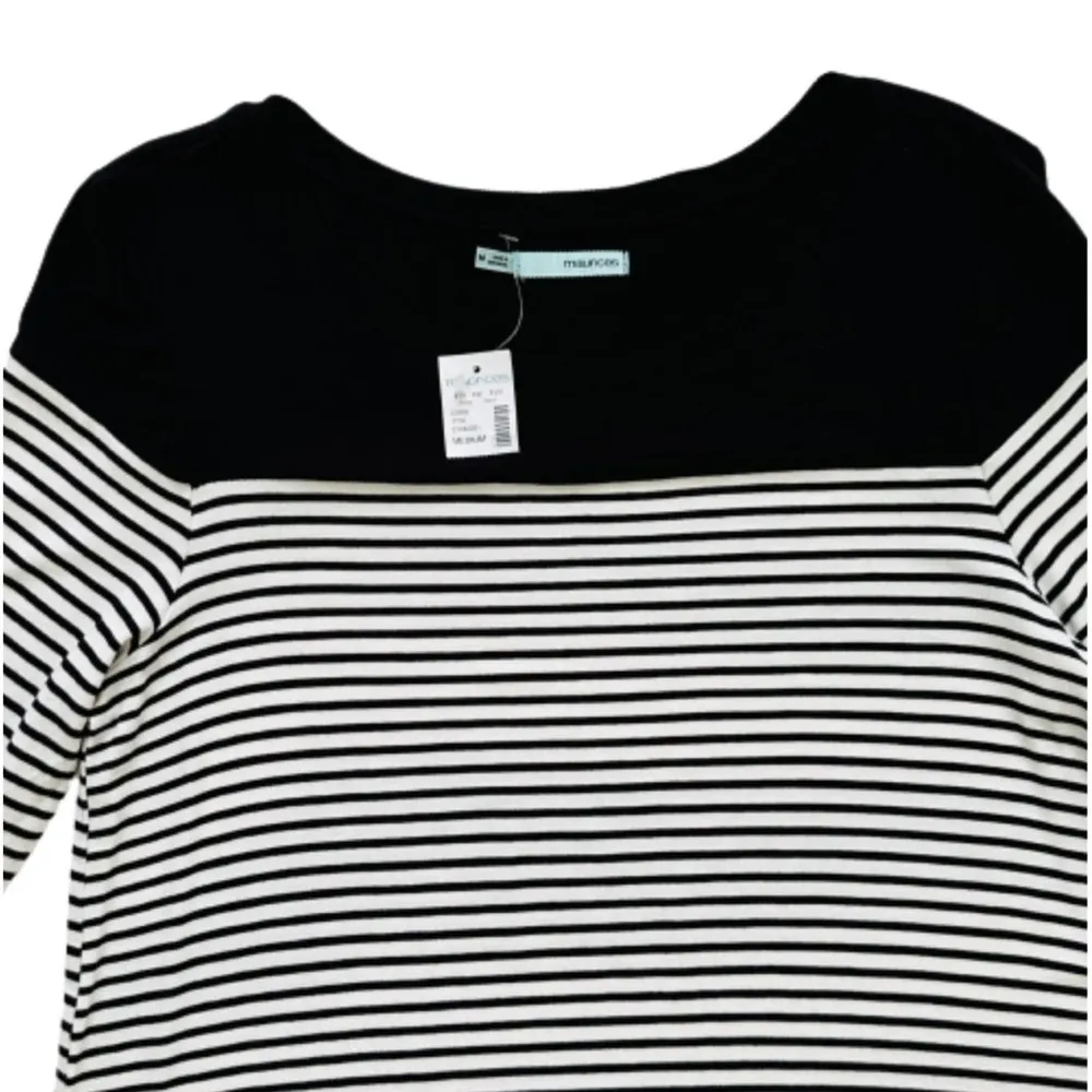 Maurices Dress Black White Striped Long Sleeves Soft Summer Casual A-Line Medium - Image 7