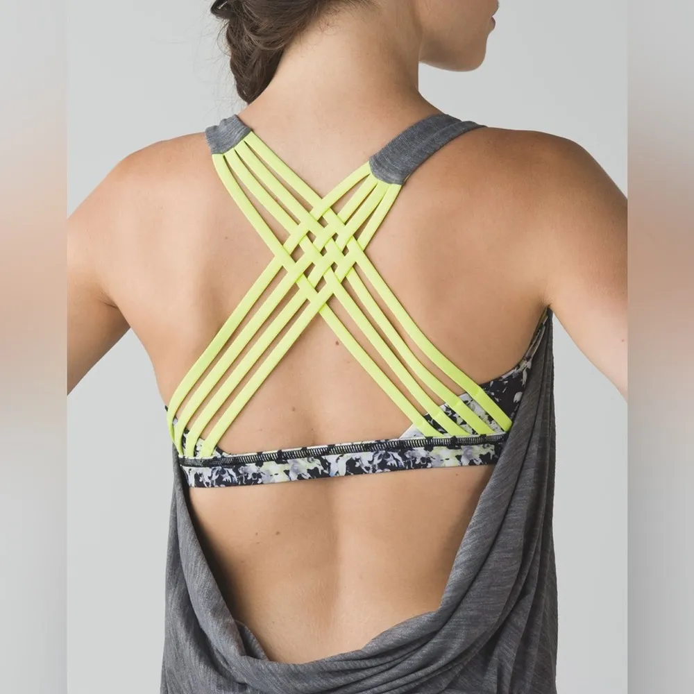 Lululemon Wild Tank Heathered Slate Crosscourt Petal Black Clarity Yellow Size 4 - Image 3