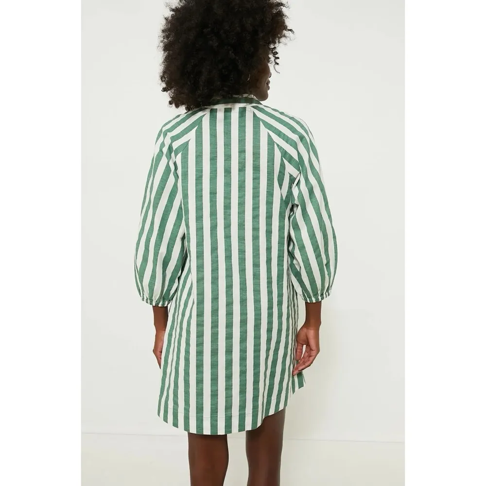 Tuckernuck Pomander Place Maryse Mini Caftan Linen Blend Dress in Green  Stripe