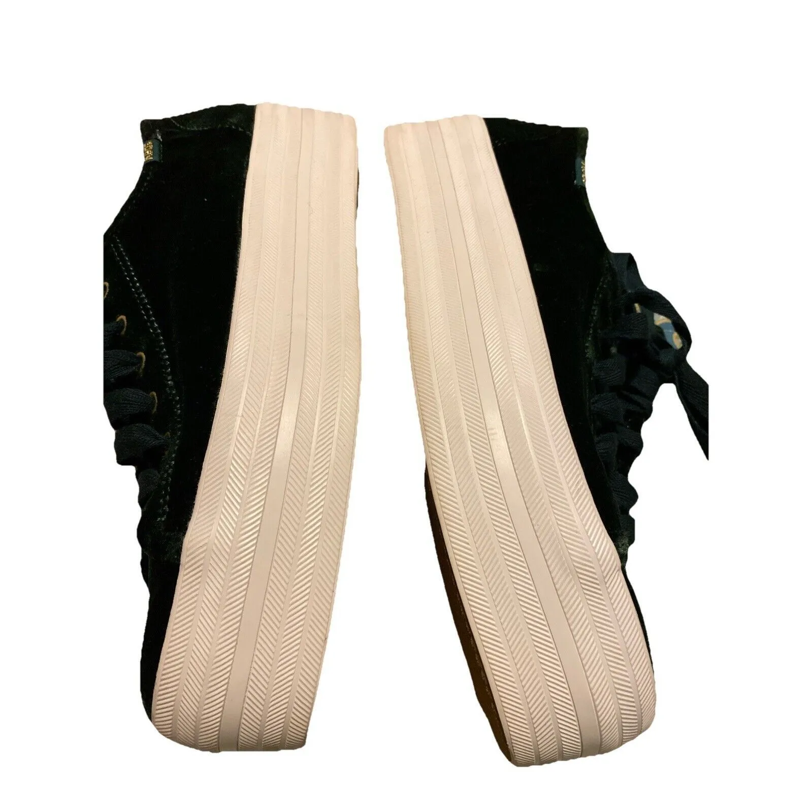 Keds Shoes Dark Green Velvet Womens Triple-Up Velvet Platform Sneakers Sz 8.5 - Image 12