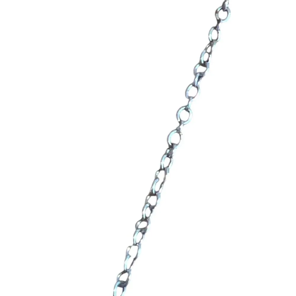 Vintage Silver Tone Cross Pendant Necklace Openwork Glass Stone ATI China 18" - Image 3