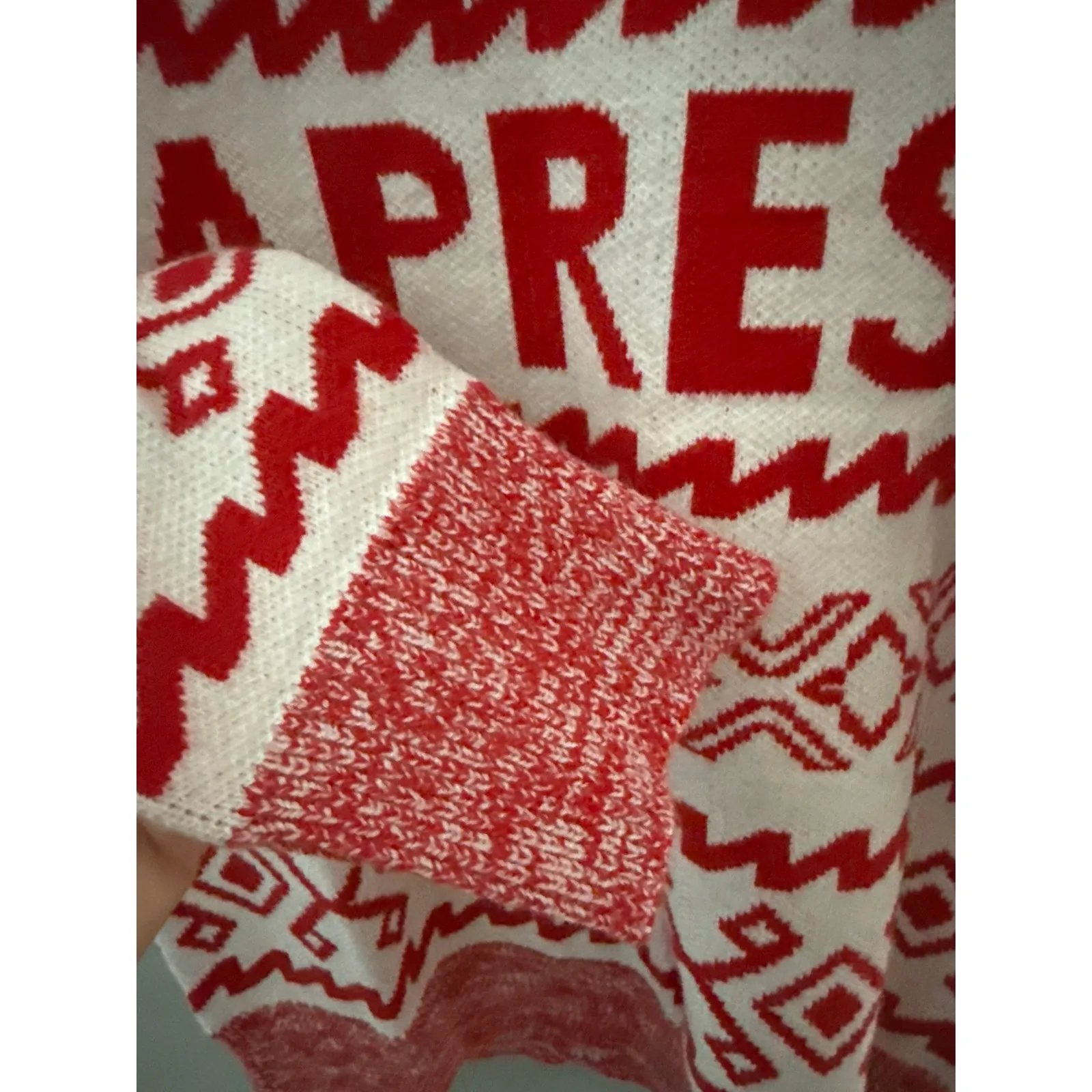 A New Day Apres Crew Neck Graphic Pullover Sweater Red Size Medium - Image 9