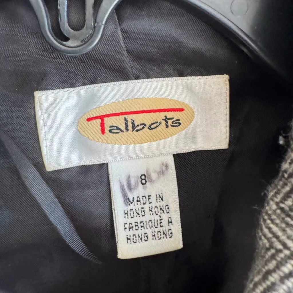 Talbots Dark Gray Herringbone Wool Zip Up Blazer Overcoat Womens 8 Academia - Image 4