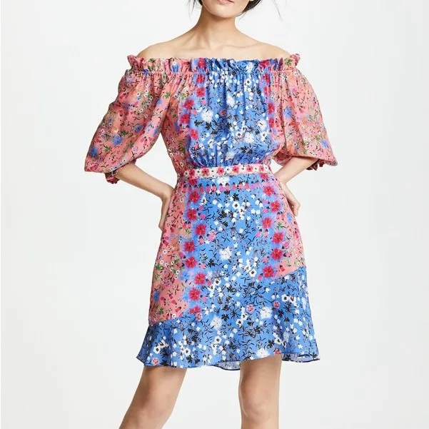 SALONI Grace Mini Dress Foxglove Meadow Silk Off - Image 14