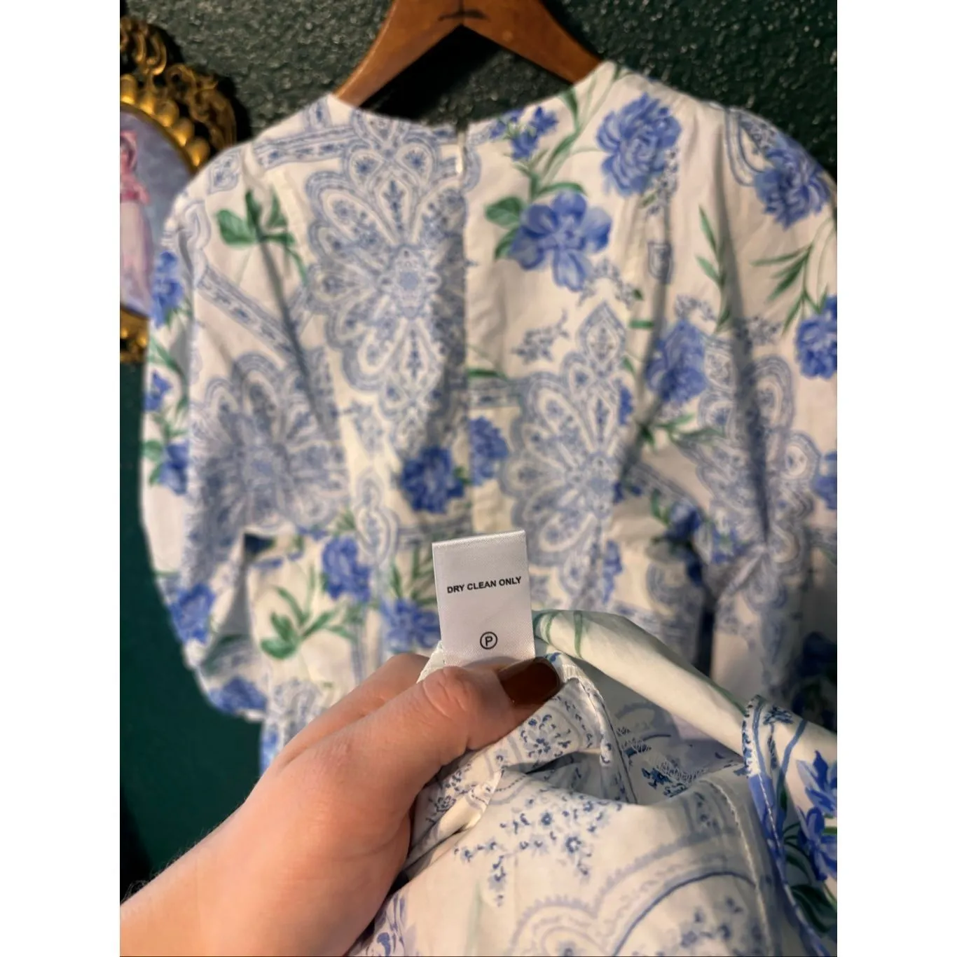 Hunter Bell Exclusive Floral Medallion Palmer Dress sz XS Midi Blue/Green - Image 7