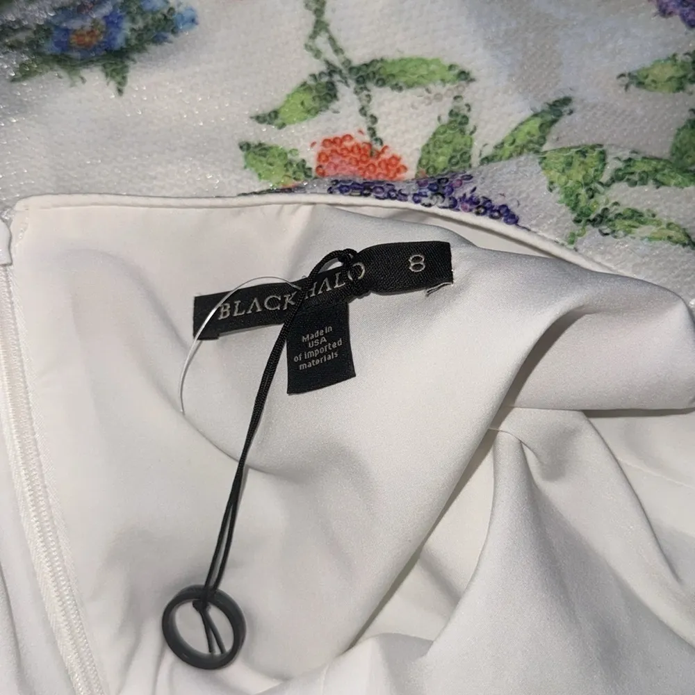 NWOT  Black Halo Jackie O Sequin Sheath Floral Pencil Dress Size 8 - Image 6