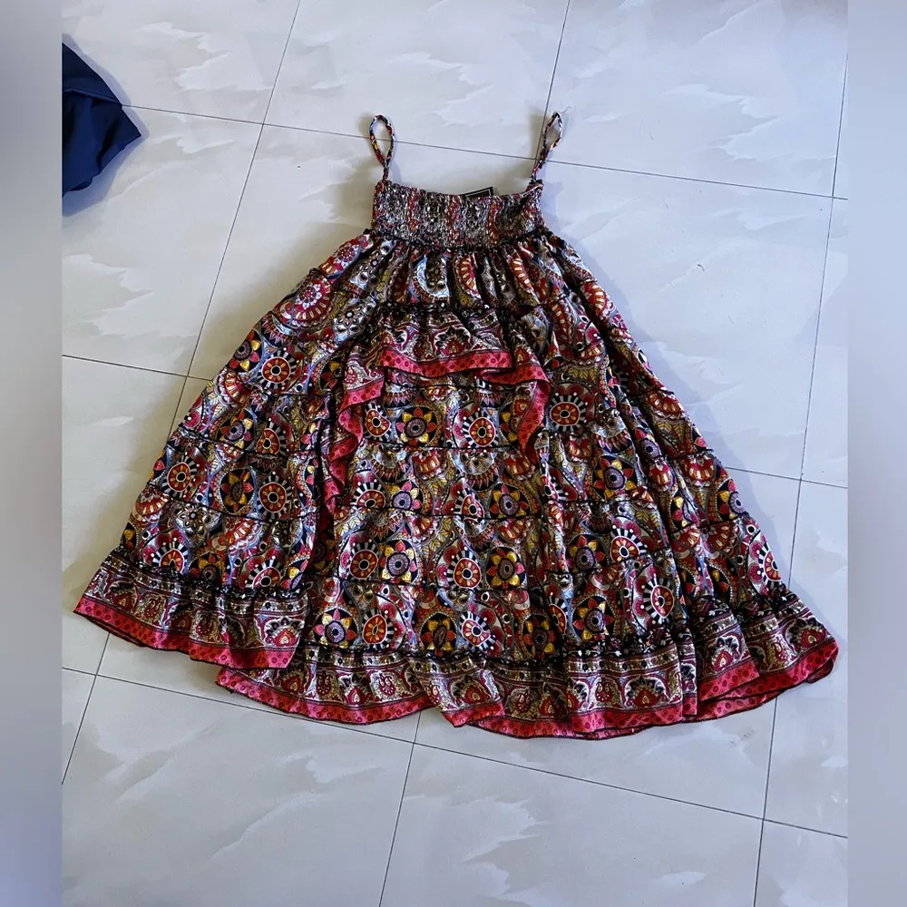 Zury paisley free Size flowing Skirt by free people boho size bohemian stamp Blue - Image 11