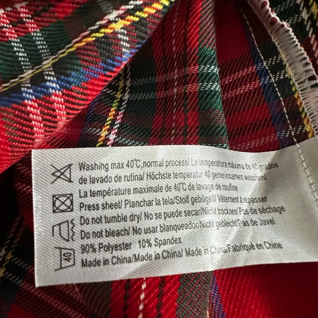 Red Tartan Plaid Micro Mini Skirt White Lace Low Rise School Girl Gothic Size M Size M - Image 6