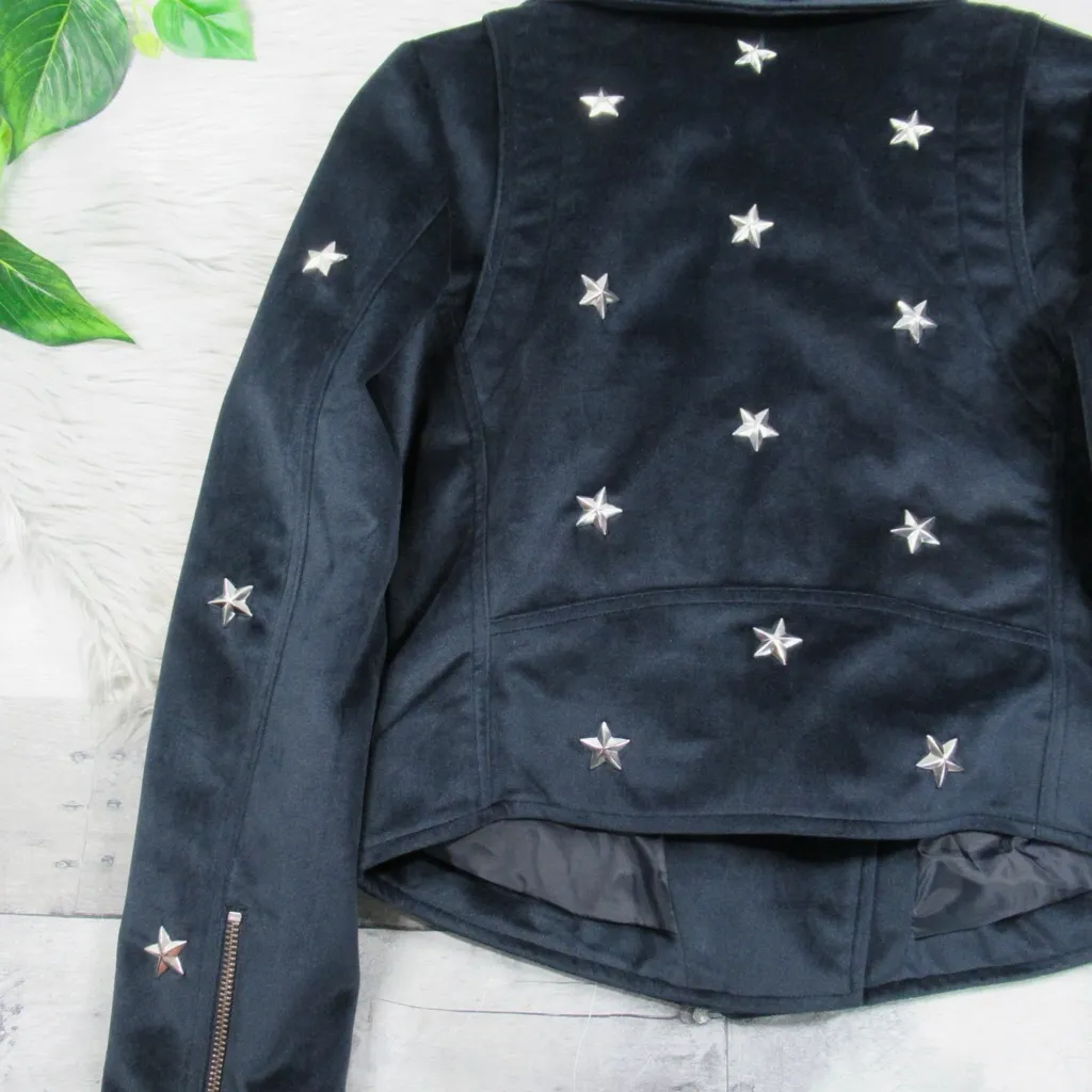 REBECCA MINKOFF Wes Star-Studded Velour Moto Jacket Women's Size XS - Image 8