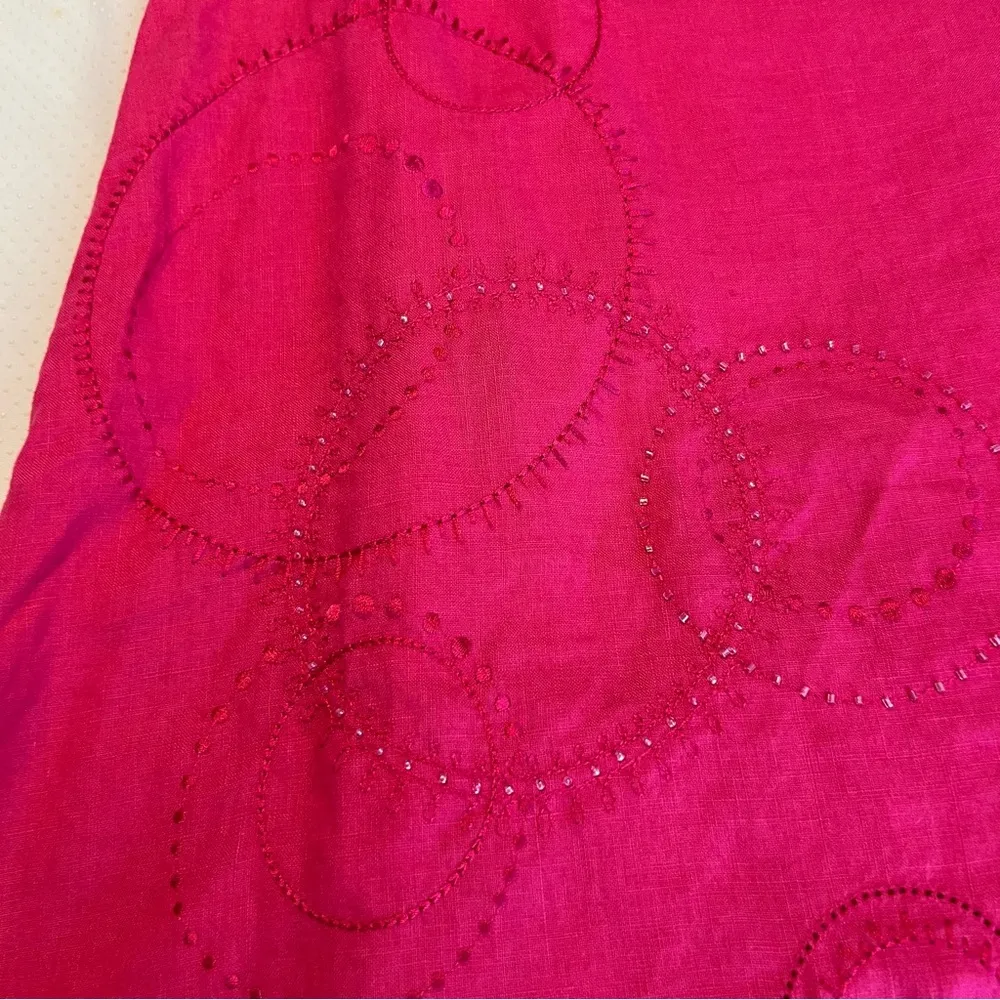 Valerie Stevens Pink Linen Embroidered Skirt Women’s Sz 12 Embellished 24” long - Image 9