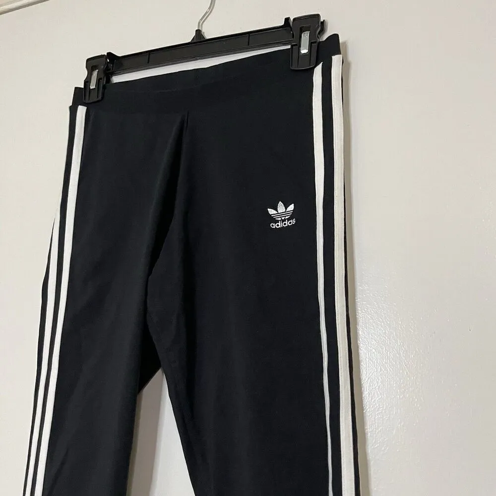 Adidas Originals cotton black 3 stripes logo leggings size small - Image 3