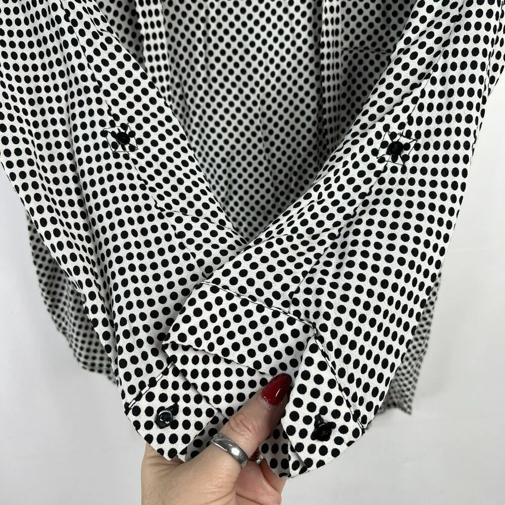Zara Woman Size L Blouse Black Polka Dot Tie Neck Long Sleeve Flowy Long Sleeve - Image 7
