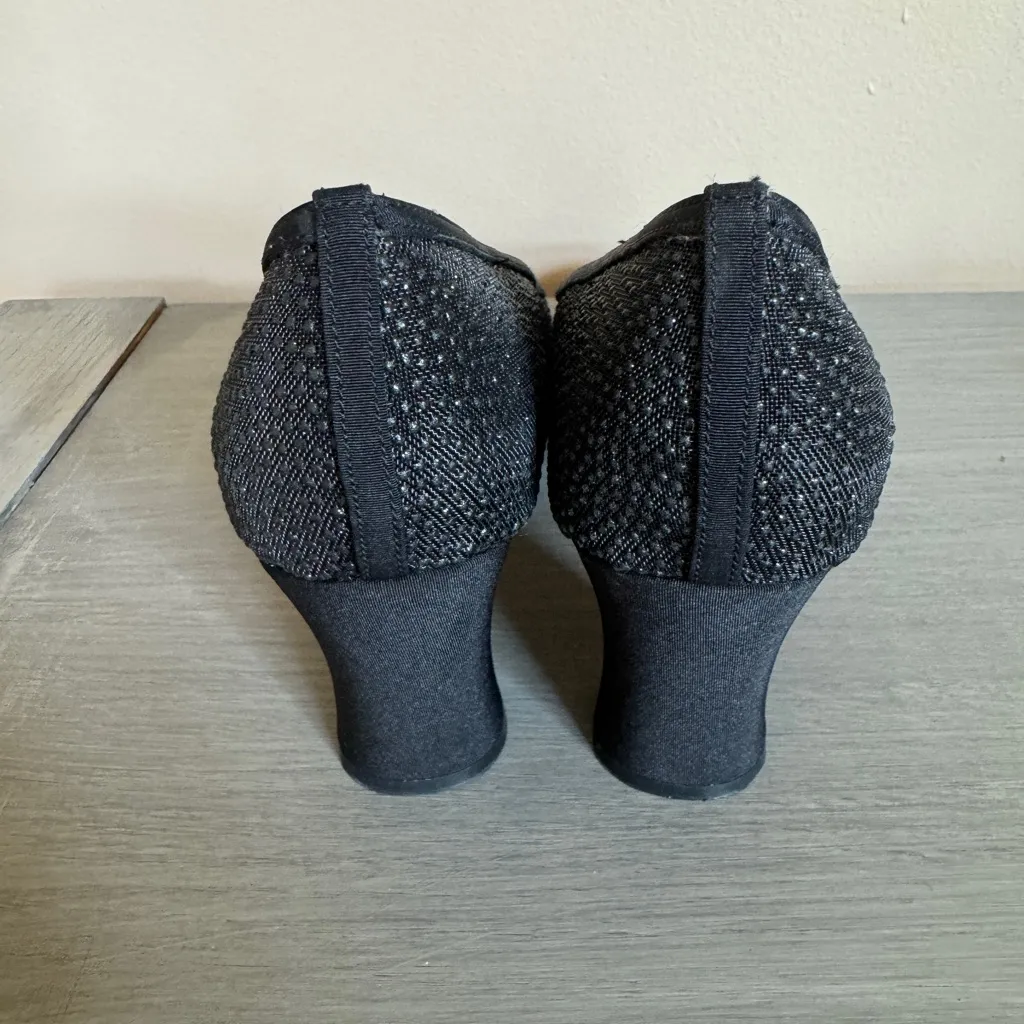 Nina‎ Block Heel Sparkle Pumps Square Toe Mesh Outer Leather Sole Size 9M - Image 9