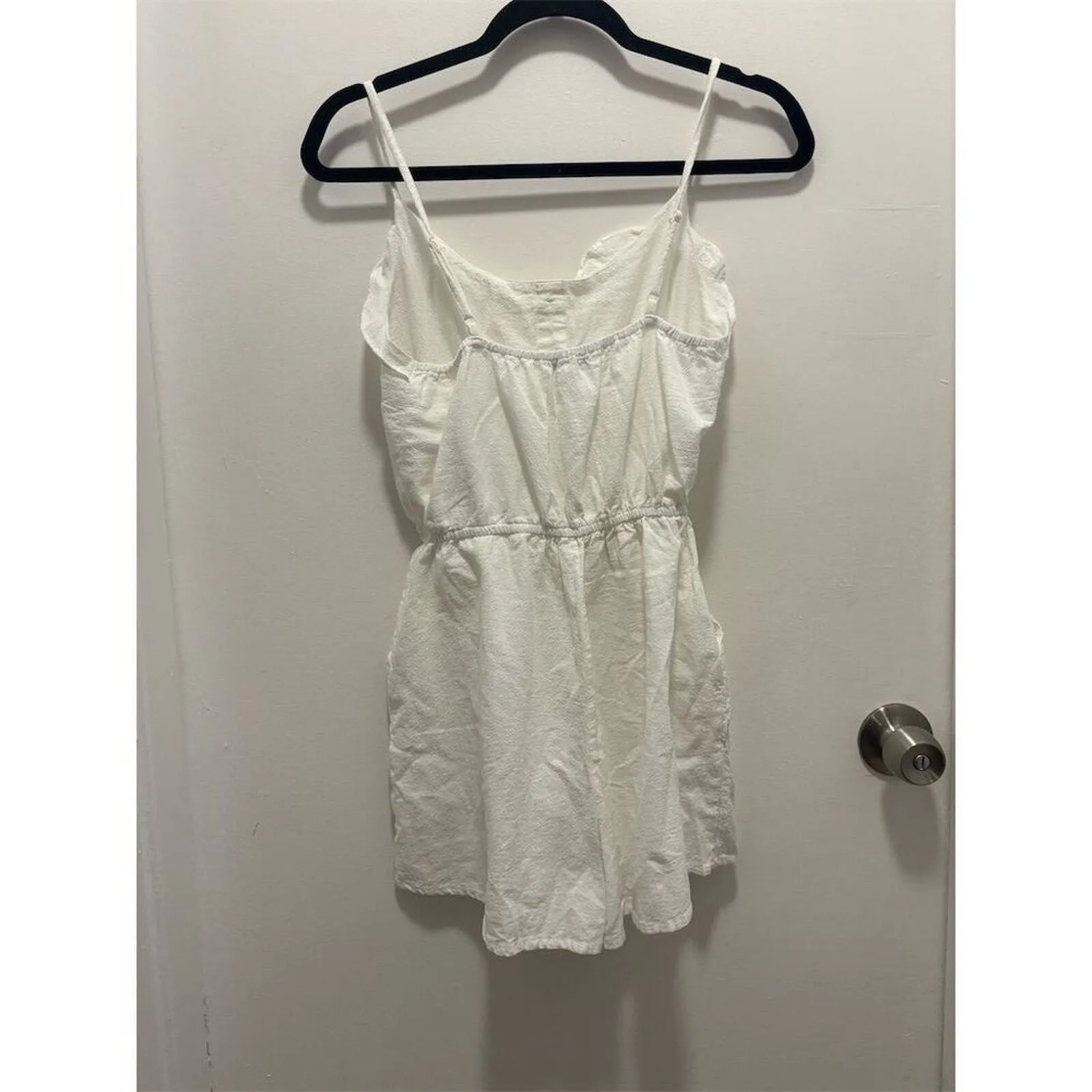 FAVLUX Fashion Women White Button Front Drawstring Waist Romper Jumpsuit M Size M - Image 2