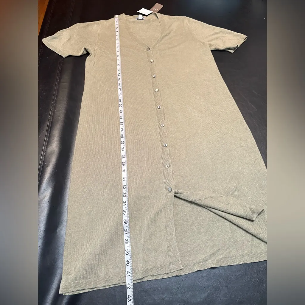 J. Jill Linen Blend Button Front Sweater Dress Size M Sage Green NWT Size M - Image 10