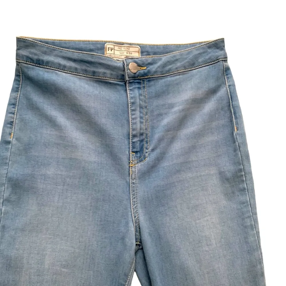 Free people just float on flare jeans stretch denim jeggings western bohemian - Image 4