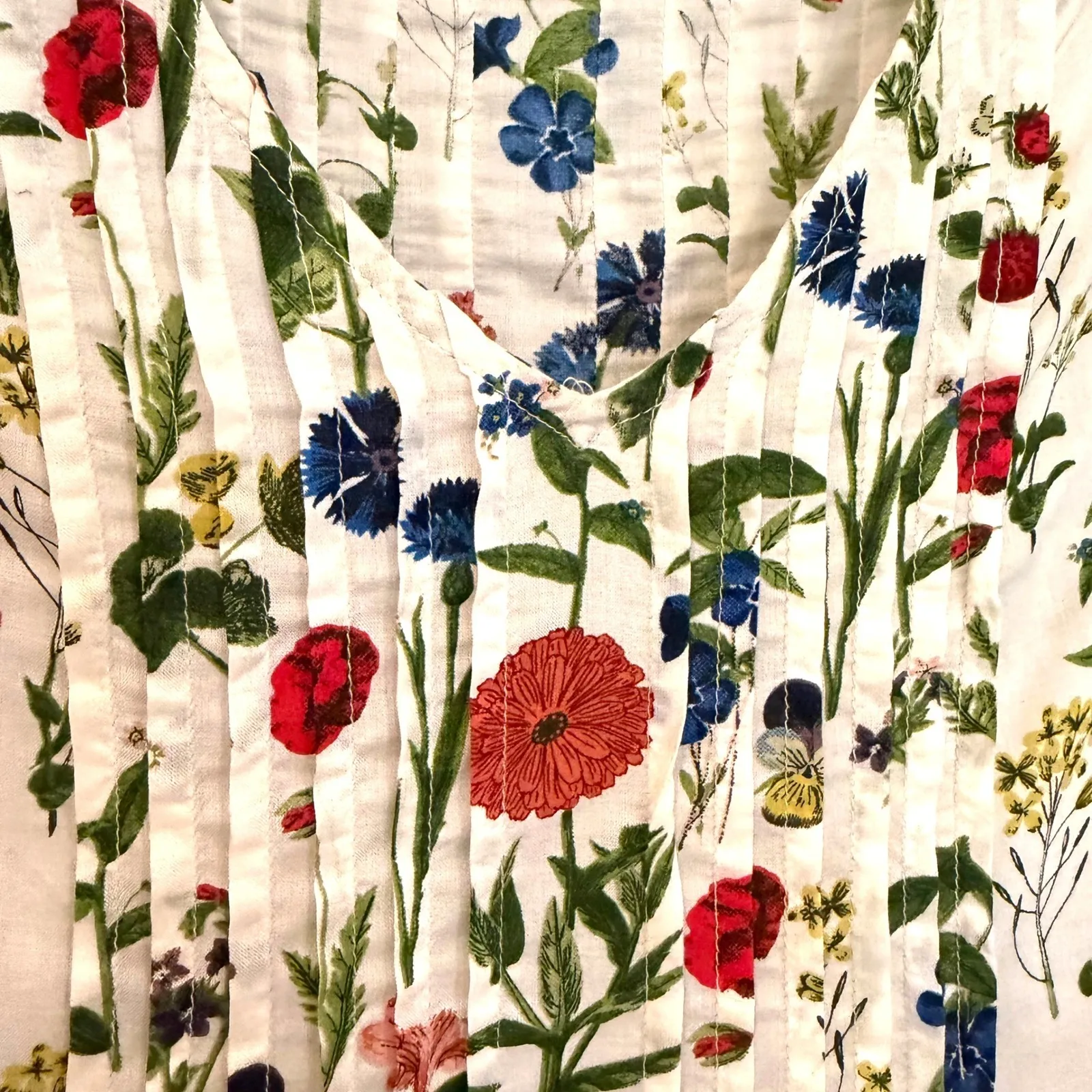 Maeve Maya Flutter Sleeve Floral Pintuck Blouse Women's 2 Cream Boho Dainty Y2K - Image 7