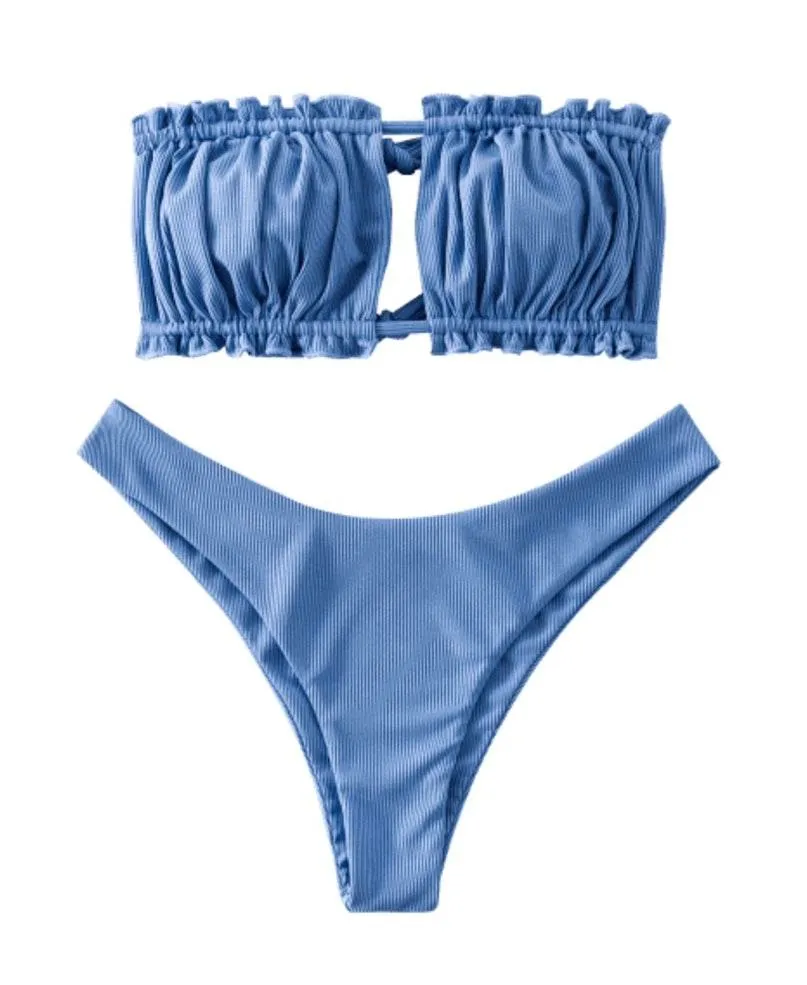 Boutique 🦋Ribbed Bandeau Bikini🦋 - Image 2