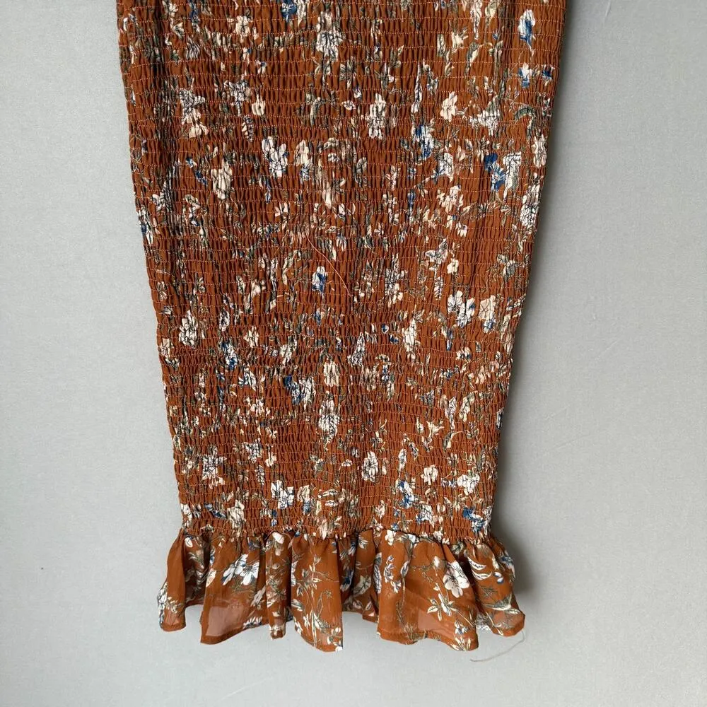 Princess Polly sz 6 Rust Orange‎ Floral boho fitted midi Dress NWOT - Image 8